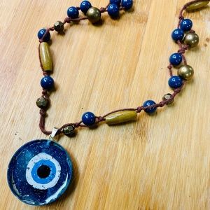 Glitter Evil Eye Protection Necklace Amulets, Handmade, Recycled